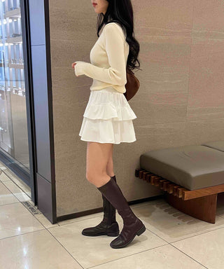 Casual Frill Pleated Tiered Mini Skirt
