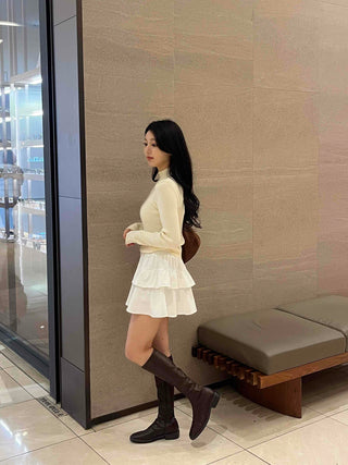 Casual Frill Pleated Tiered Mini Skirt