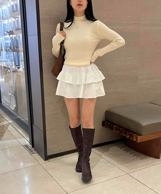 Casual Frill Pleated Tiered Mini Skirt