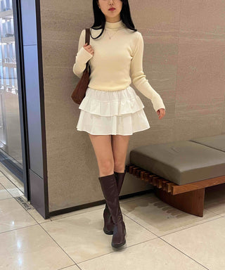 Casual Frill Pleated Tiered Mini Skirt