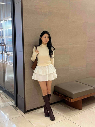 Casual Frill Pleated Tiered Mini Skirt