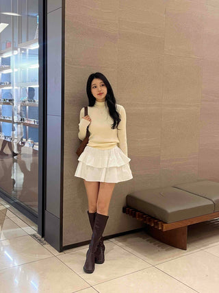 Casual Frill Pleated Tiered Mini Skirt