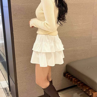 Casual Frill Pleated Tiered Mini Skirt