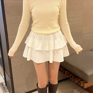 Casual Frill Pleated Tiered Mini Skirt