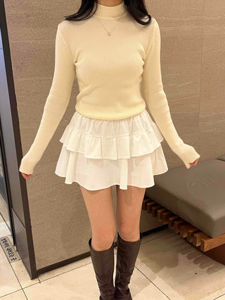 Casual Frill Pleated Tiered Mini Skirt