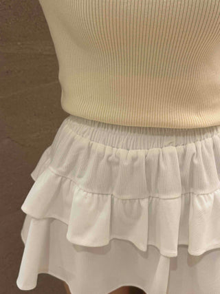 Casual Frill Pleated Tiered Mini Skirt
