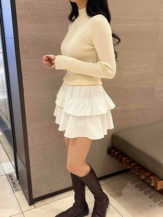 Casual Frill Pleated Tiered Mini Skirt