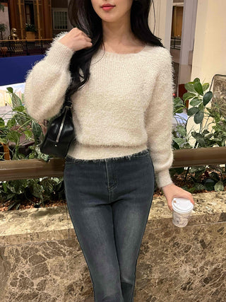 Delicate Fit Angora Touch Fuzzy Crop Knit
