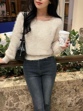 Delicate Fit Angora Touch Fuzzy Crop Knit