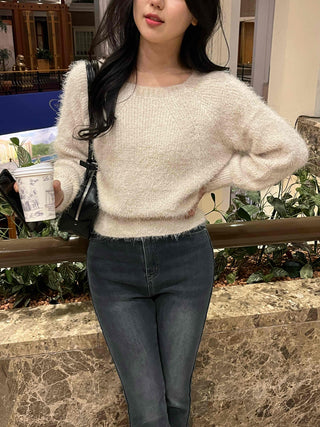 Delicate Fit Angora Touch Fuzzy Crop Knit