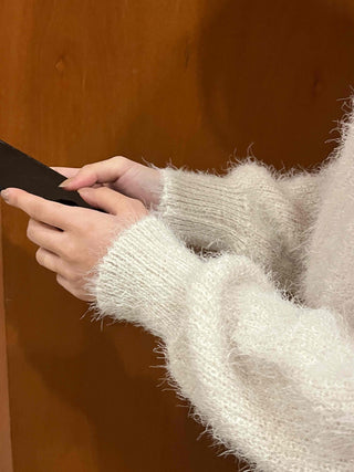 Delicate Fit Angora Touch Fuzzy Crop Knit