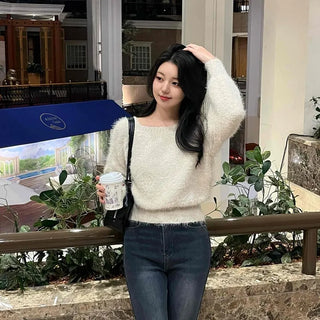Delicate Fit Angora Touch Fuzzy Crop Knit
