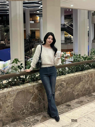 Delicate Fit Angora Touch Fuzzy Crop Knit