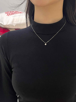 Slim Fit High-Neck Basic Ribbed Long Sleeve T-Shirt