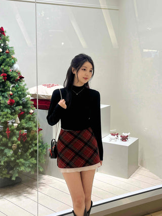Slim Fit High-Neck Basic Ribbed Long Sleeve T-Shirt