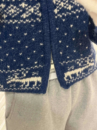 Snow Nordic Fair Isle Knit Zip-Up Oversized Jumper