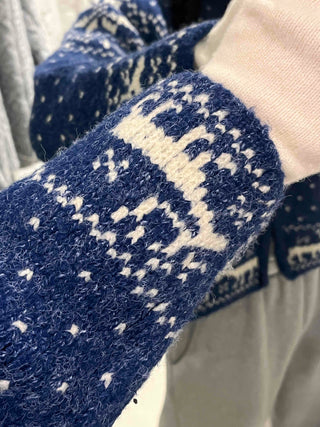 Snow Nordic Fair Isle Knit Zip-Up Oversized Jumper