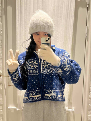 Snow Nordic Fair Isle Knit Zip-Up Oversized Jumper
