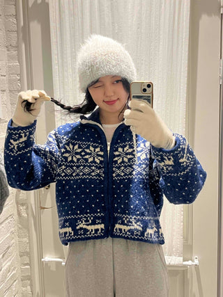 Snow Nordic Fair Isle Knit Zip-Up Oversized Jumper