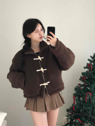 Tumble Two-Way Zip-Up Toggle Button Fleece Oversized Jumper