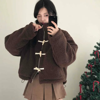 Tumble Two-Way Zip-Up Toggle Button Fleece Oversized Jumper