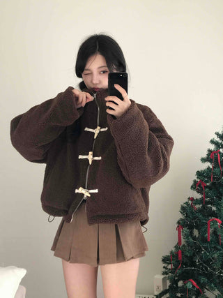 Tumble Two-Way Zip-Up Toggle Button Fleece Oversized Jumper