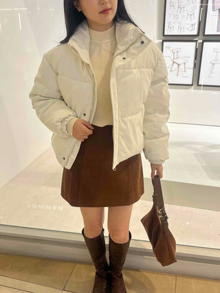 Oversized Stand Collar Leather Short Padded Jumper