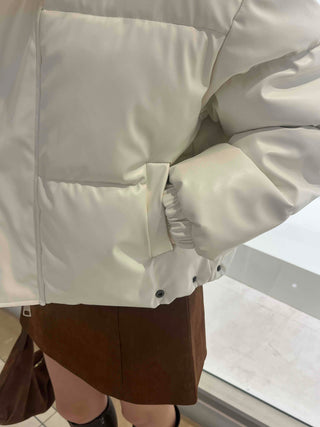 Oversized Stand Collar Leather Short Padded Jumper