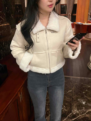 Boa Fleece Crop Zip-Up Jacket