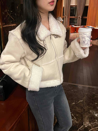 Boa Fleece Crop Zip-Up Jacket