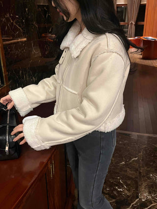 Boa Fleece Crop Zip-Up Jacket