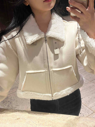 Boa Fleece Crop Zip-Up Jacket