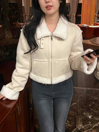 Boa Fleece Crop Zip-Up Jacket