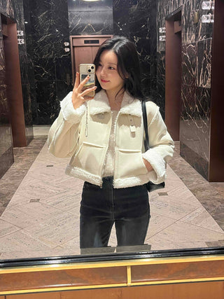 Boa Fleece Crop Zip-Up Jacket