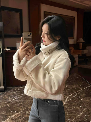 Boa Fleece Crop Zip-Up Jacket