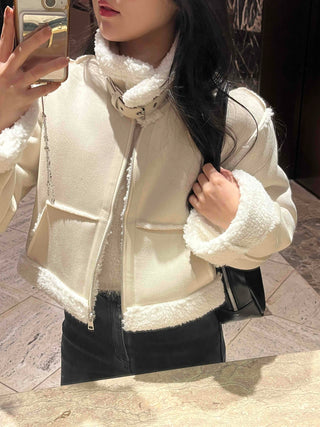 Boa Fleece Crop Zip-Up Jacket