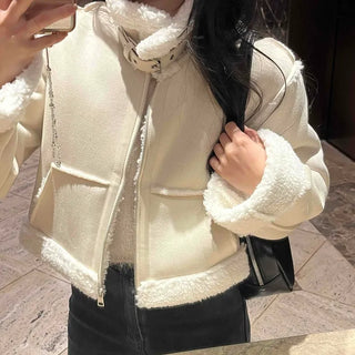 Boa Fleece Crop Zip-Up Jacket