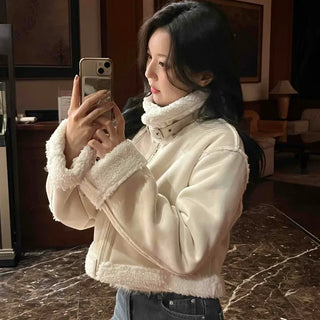 Boa Fleece Crop Zip-Up Jacket