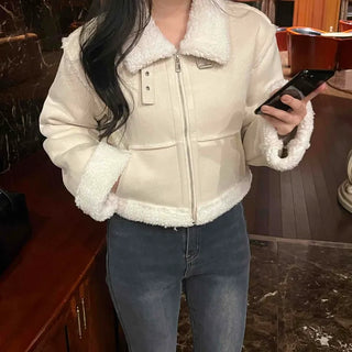 Boa Fleece Crop Zip-Up Jacket
