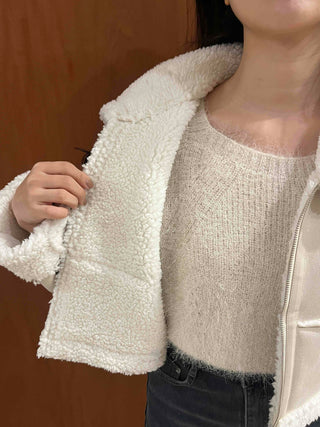 Boa Fleece Crop Zip-Up Jacket