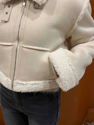 Boa Fleece Crop Zip-Up Jacket