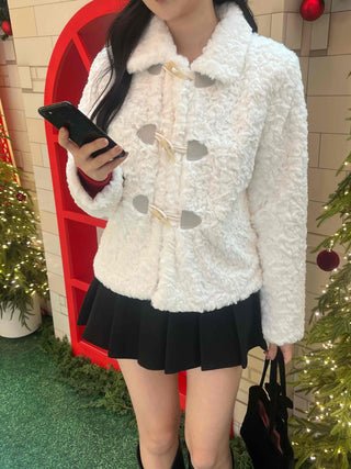 Curly Collar Toggle Button Sherpa Coat