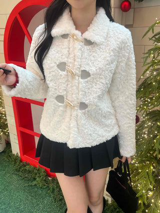 Curly Collar Toggle Button Sherpa Coat