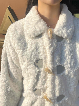Curly Collar Toggle Button Sherpa Coat