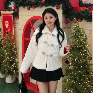 Curly Collar Toggle Button Sherpa Coat