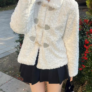 Curly Collar Toggle Button Sherpa Coat