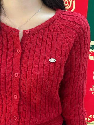 Lovely Mood Cable Knit Button Crop Cardigan