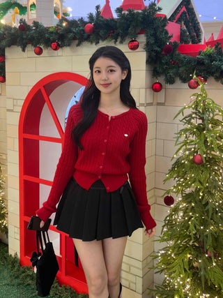 Lovely Mood Cable Knit Button Crop Cardigan