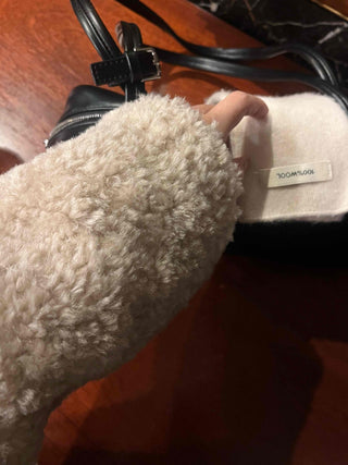 Button Shawl Collar Midi Fleece Shearling Coat