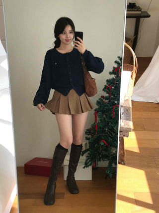 Youth College Double Pleated Tennis Mini Skirt